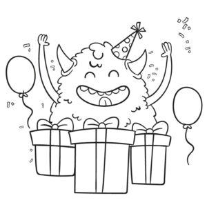 Monsterlijk leuke verjaardag sjabloon tekening